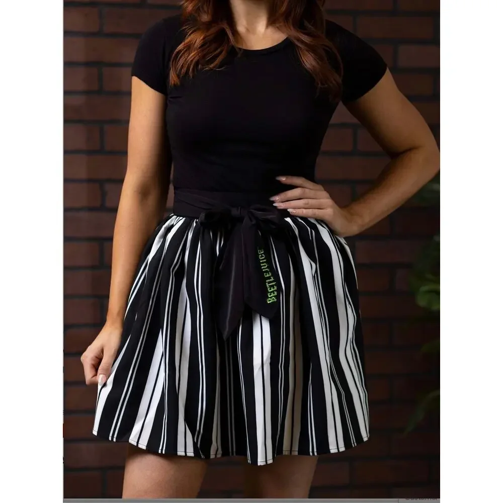 Unique Vintage Beetlejuice Striped Skirt M 6/8 NWT